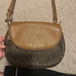 Michael Kors Camel and Dark Brown Crossbody Bag